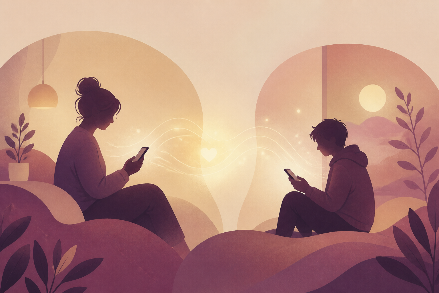 Familia conectada a distancia con acompañamiento